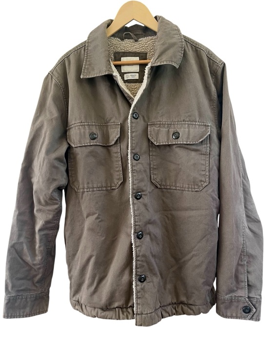 Selected Homme Other - Selected Homme Mens L Sherpa Lined Canvas Jacket Brown Utility Chore Shacket